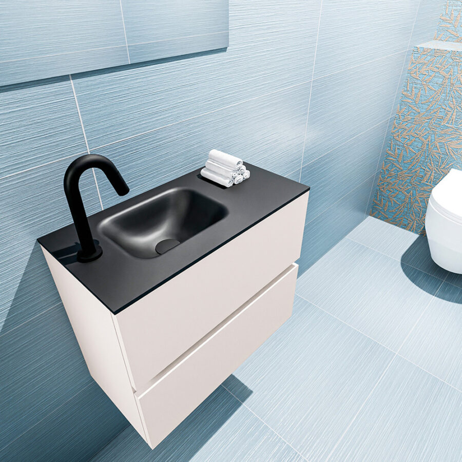 MONDIAZ ADA 60cm toiletmeubel linen. LEX wastafel urban positie links. Met 1 kraangat - Afbeelding 2