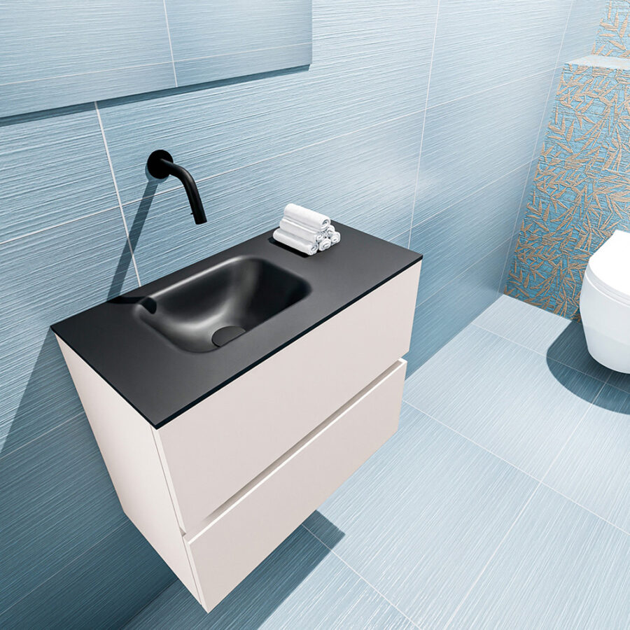 MONDIAZ ADA 60cm toiletmeubel linen. LEX wastafel urban positie links. Zonder kraangat - Afbeelding 2