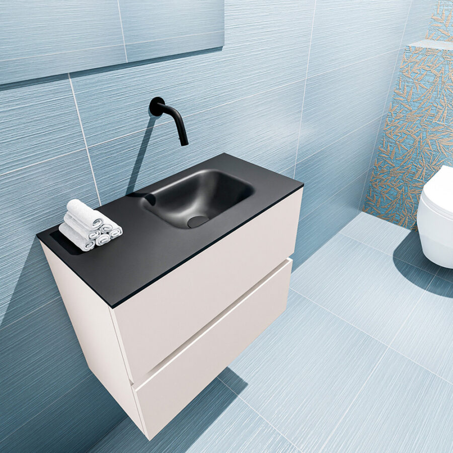 MONDIAZ ADA 60cm toiletmeubel linen. LEX wastafel urban positie rechts. Zonder kraangat - Afbeelding 2