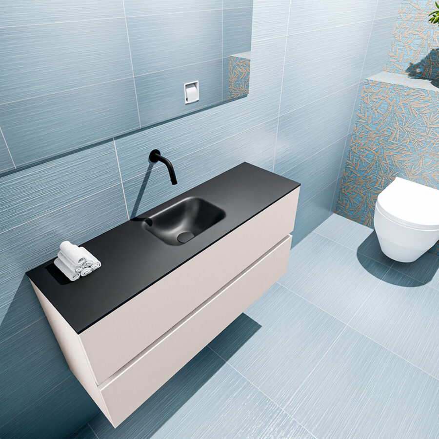 MONDIAZ ADA 100cm toiletmeubel linen. LEX wastafel urban positie midden. Zonder kraangat - Afbeelding 2