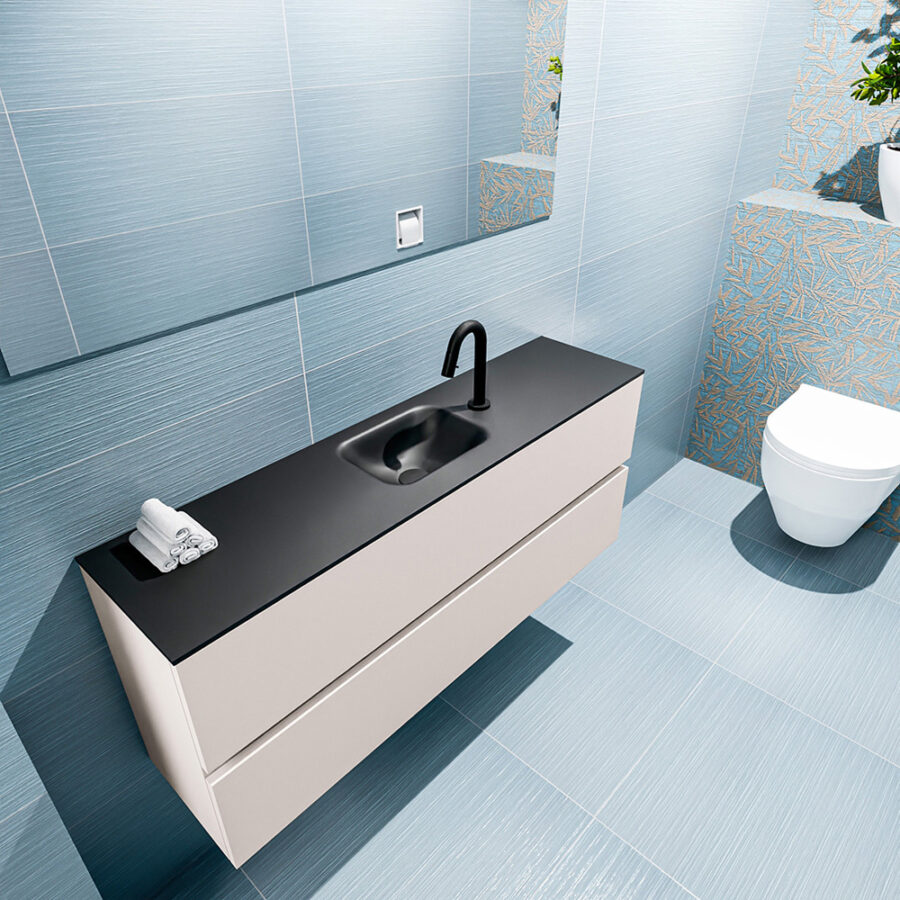 MONDIAZ ADA 120cm toiletmeubel linen. LEX wastafel urban positie midden. Met 1 kraangat - Afbeelding 2