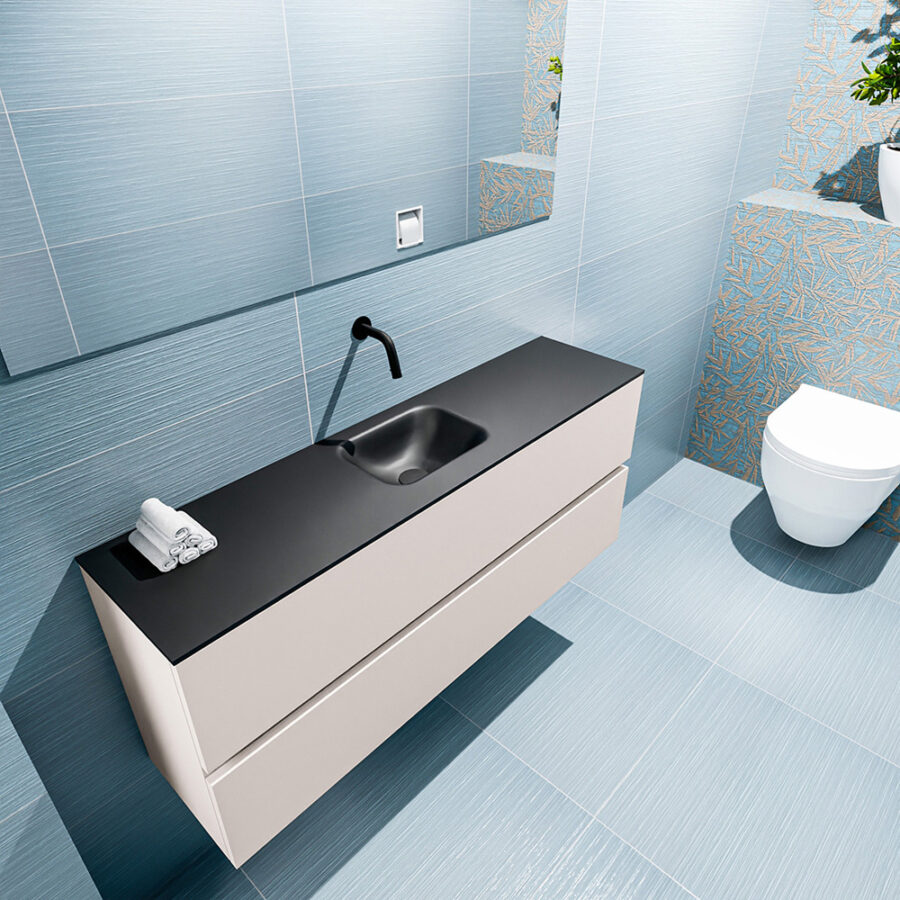 MONDIAZ ADA 120cm toiletmeubel linen. LEX wastafel urban positie midden. Zonder kraangat - Afbeelding 2