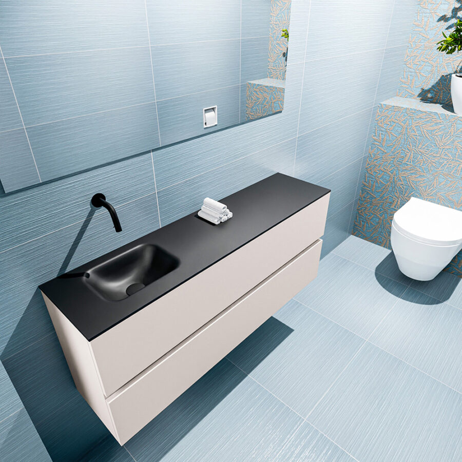 MONDIAZ ADA 120cm toiletmeubel linen. LEX wastafel urban positie links. Zonder kraangat - Afbeelding 2