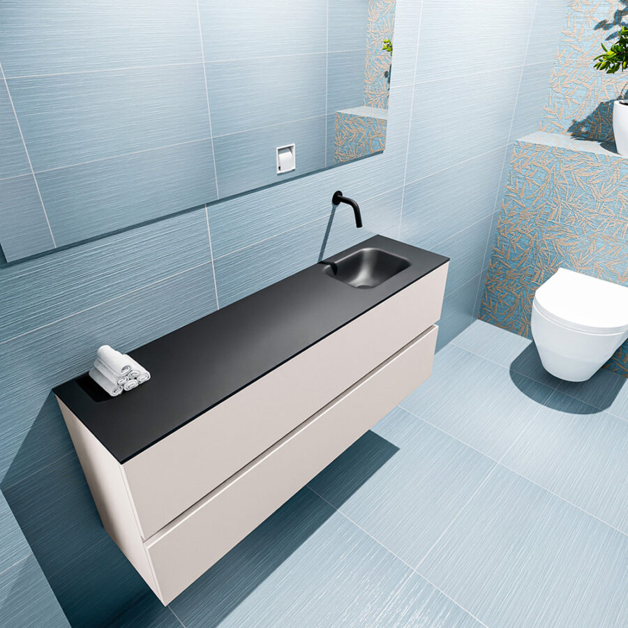 MONDIAZ ADA 120cm toiletmeubel linen. LEX wastafel urban positie rechts. Zonder kraangat - Afbeelding 2