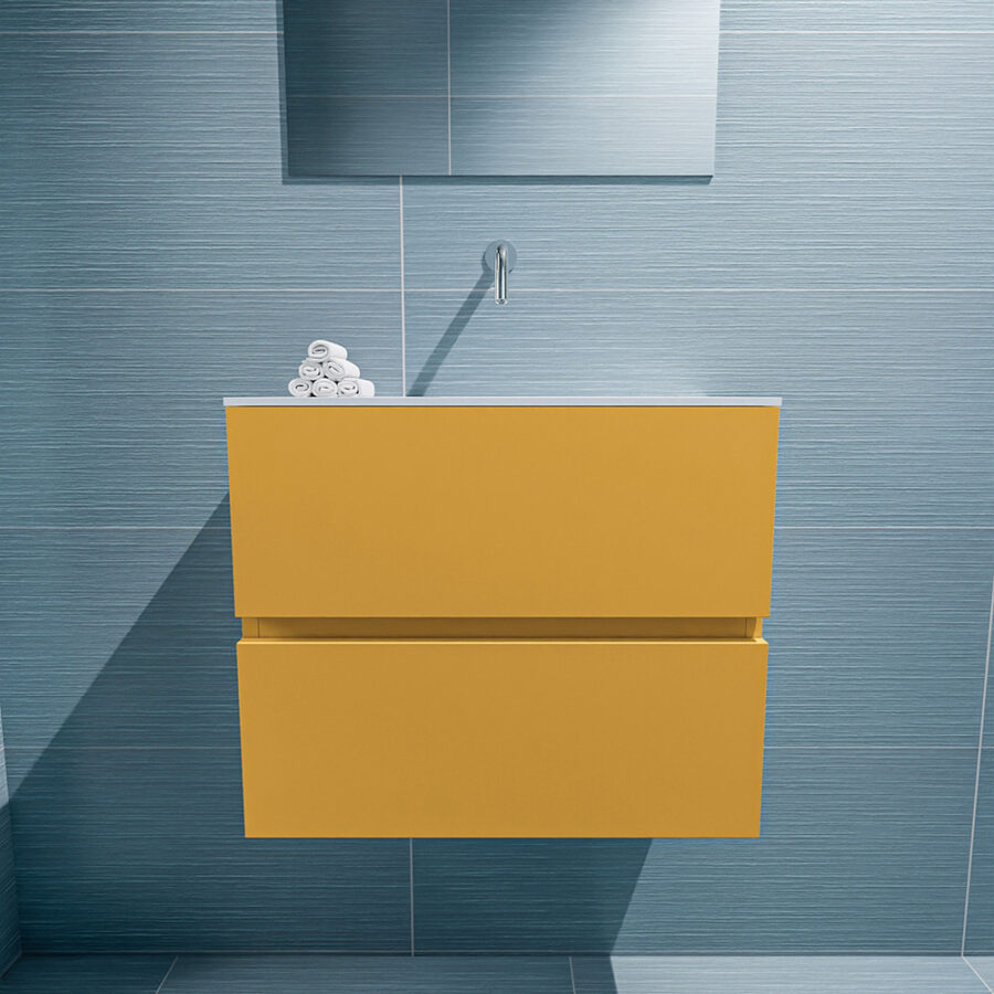 MONDIAZ ADA 60cm toiletmeubel ocher. LEX wastafel talc positie midden. Zonder kraangat - Afbeelding 3