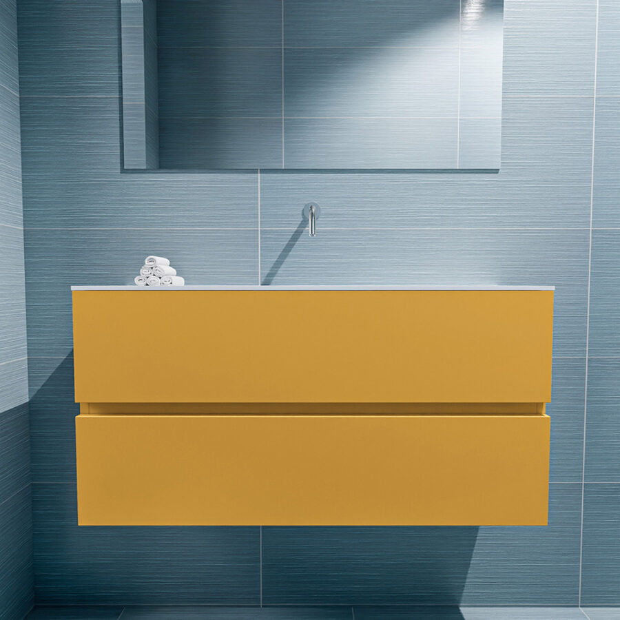 MONDIAZ ADA 100cm toiletmeubel ocher. LEX wastafel talc positie midden. Zonder kraangat - Afbeelding 3