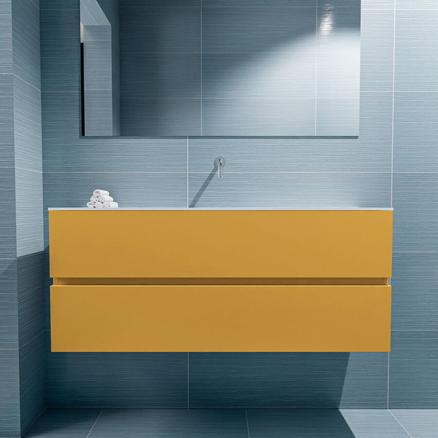 MONDIAZ ADA 120cm toiletmeubel ocher. LEX wastafel talc positie midden. Zonder kraangat - Afbeelding 3