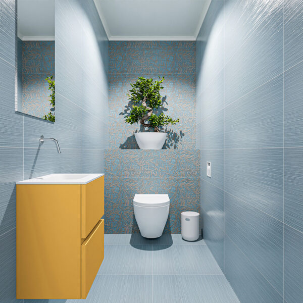 MONDIAZ ADA 40cm toiletmeubel ocher. LEX wastafel talc positie rechts. Zonder kraangat