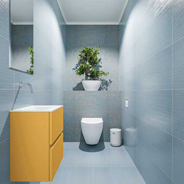 MONDIAZ ADA 40cm toiletmeubel ocher. LEX wastafel talc positie links. Zonder kraangat