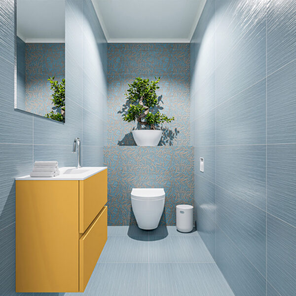 MONDIAZ ADA 60cm toiletmeubel ocher. LEX wastafel talc positie midden. Met 1 kraangat