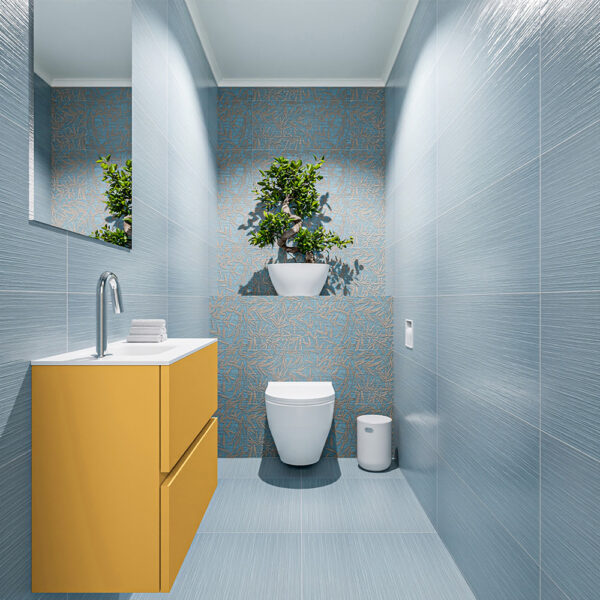 MONDIAZ ADA 60cm toiletmeubel ocher. LEX wastafel talc positie links. Met 1 kraangat