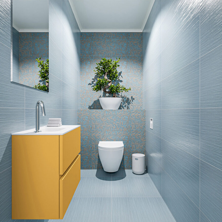 MONDIAZ ADA 60cm toiletmeubel ocher. LEX wastafel talc positie links. Met 1 kraangat