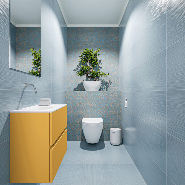MONDIAZ ADA 60cm toiletmeubel ocher. LEX wastafel talc positie links. Zonder kraangat