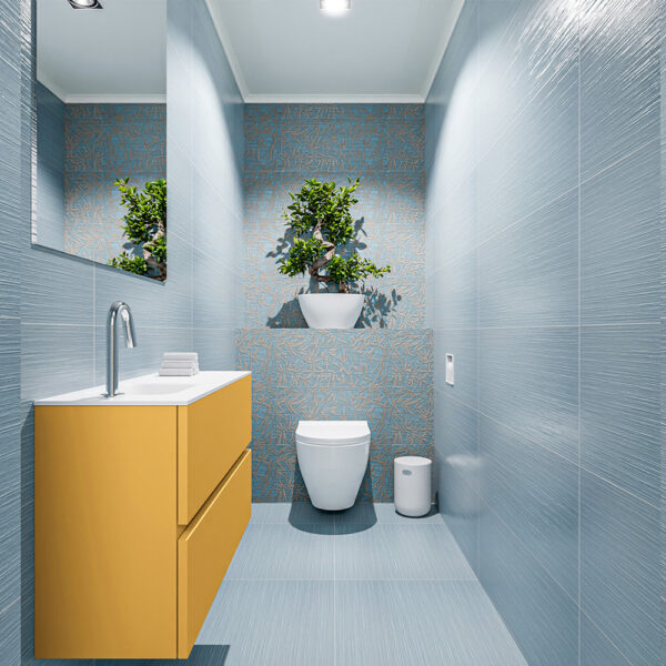 MONDIAZ ADA 80cm toiletmeubel ocher. LEX wastafel talc positie links. Met 1 kraangat