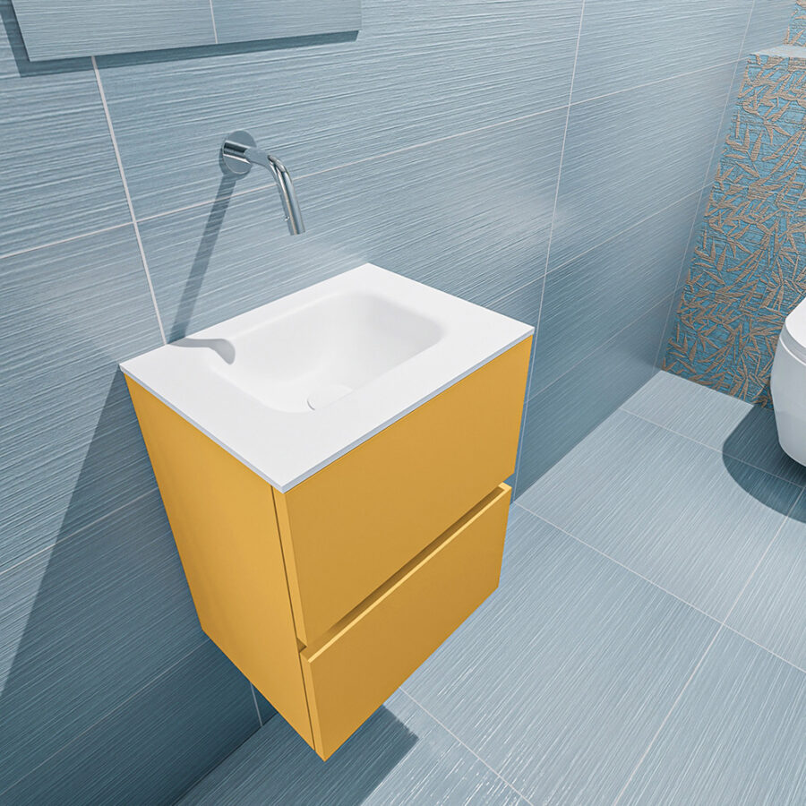 MONDIAZ ADA 40cm toiletmeubel ocher. LEX wastafel talc positie midden. Zonder kraangat - Afbeelding 2
