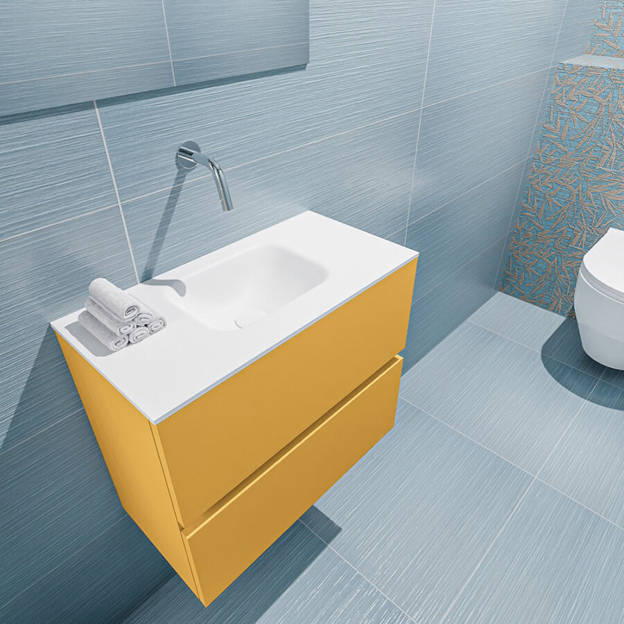 MONDIAZ ADA 60cm toiletmeubel ocher. LEX wastafel talc positie midden. Zonder kraangat - Afbeelding 2