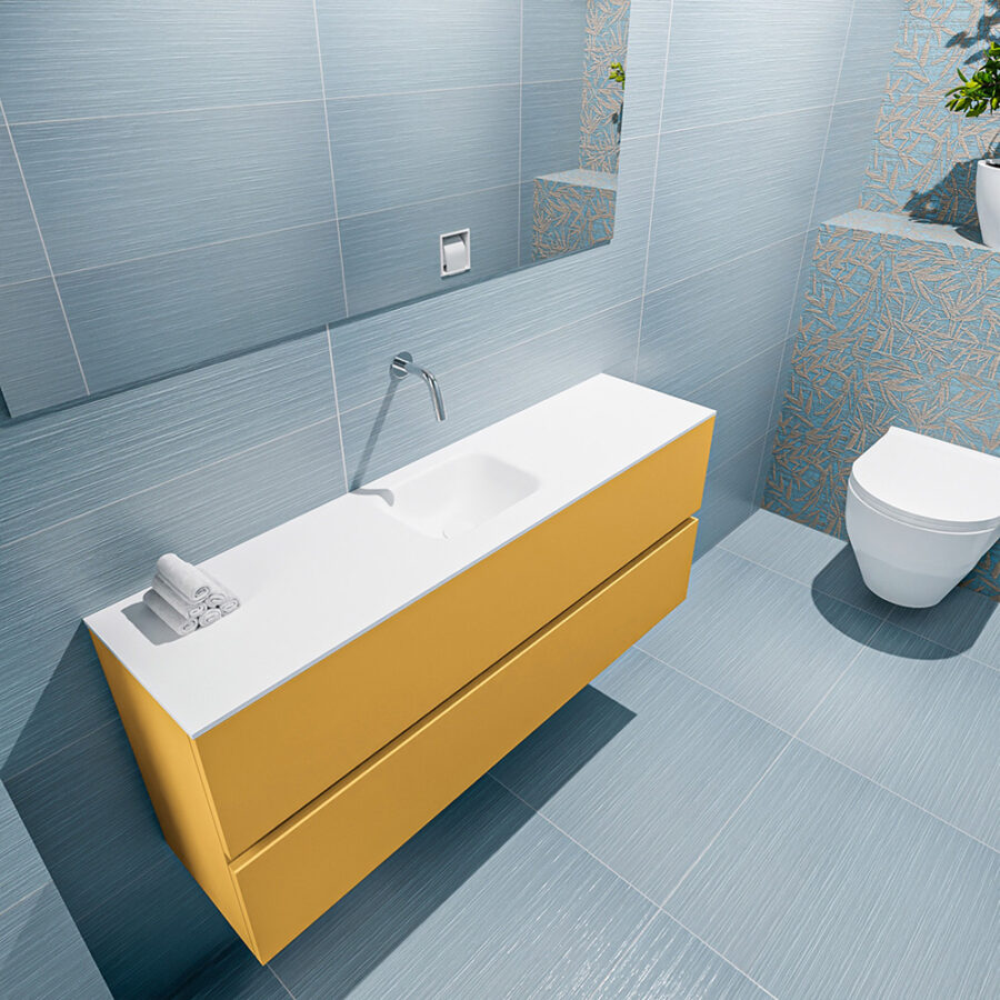 MONDIAZ ADA 120cm toiletmeubel ocher. LEX wastafel talc positie midden. Zonder kraangat - Afbeelding 2