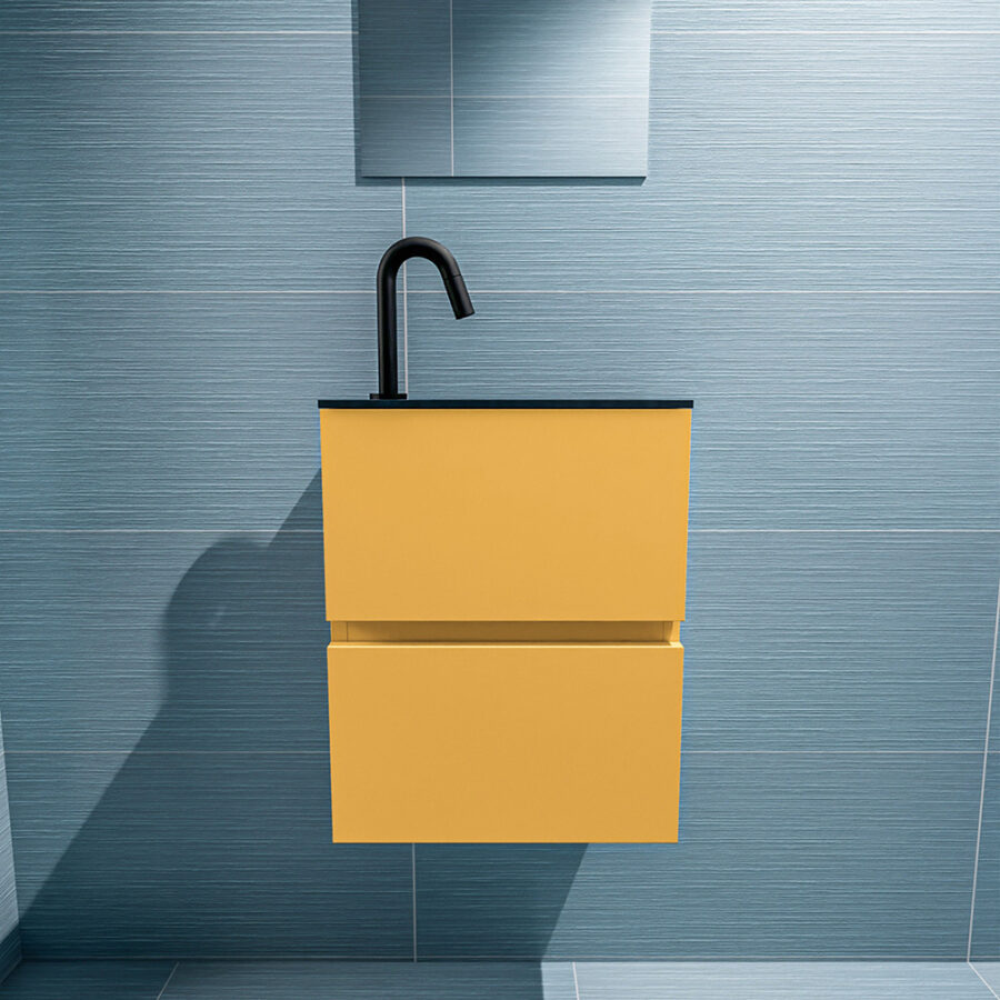 MONDIAZ ADA 40cm toiletmeubel ocher. LEX wastafel urban positie rechts. Met 1 kraangat - Afbeelding 3