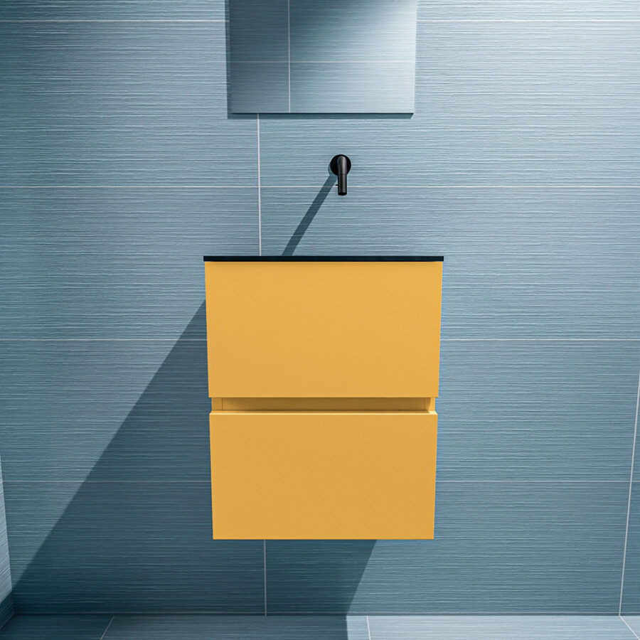MONDIAZ ADA 40cm toiletmeubel ocher. LEX wastafel urban positie rechts. Zonder kraangat - Afbeelding 3