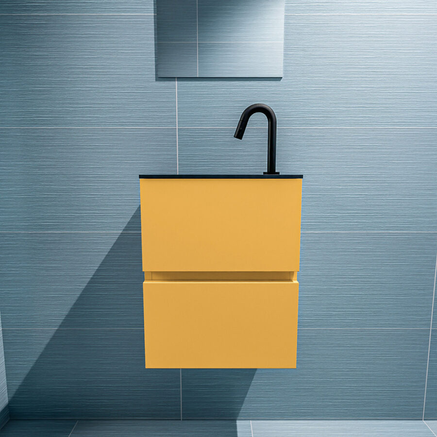 MONDIAZ ADA 40cm toiletmeubel ocher. LEX wastafel urban positie links. Met 1 kraangat - Afbeelding 3