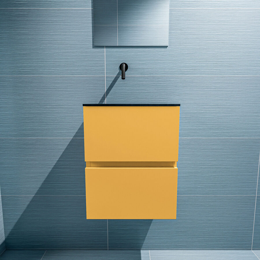 MONDIAZ ADA 40cm toiletmeubel ocher. LEX wastafel urban positie links. Zonder kraangat - Afbeelding 3