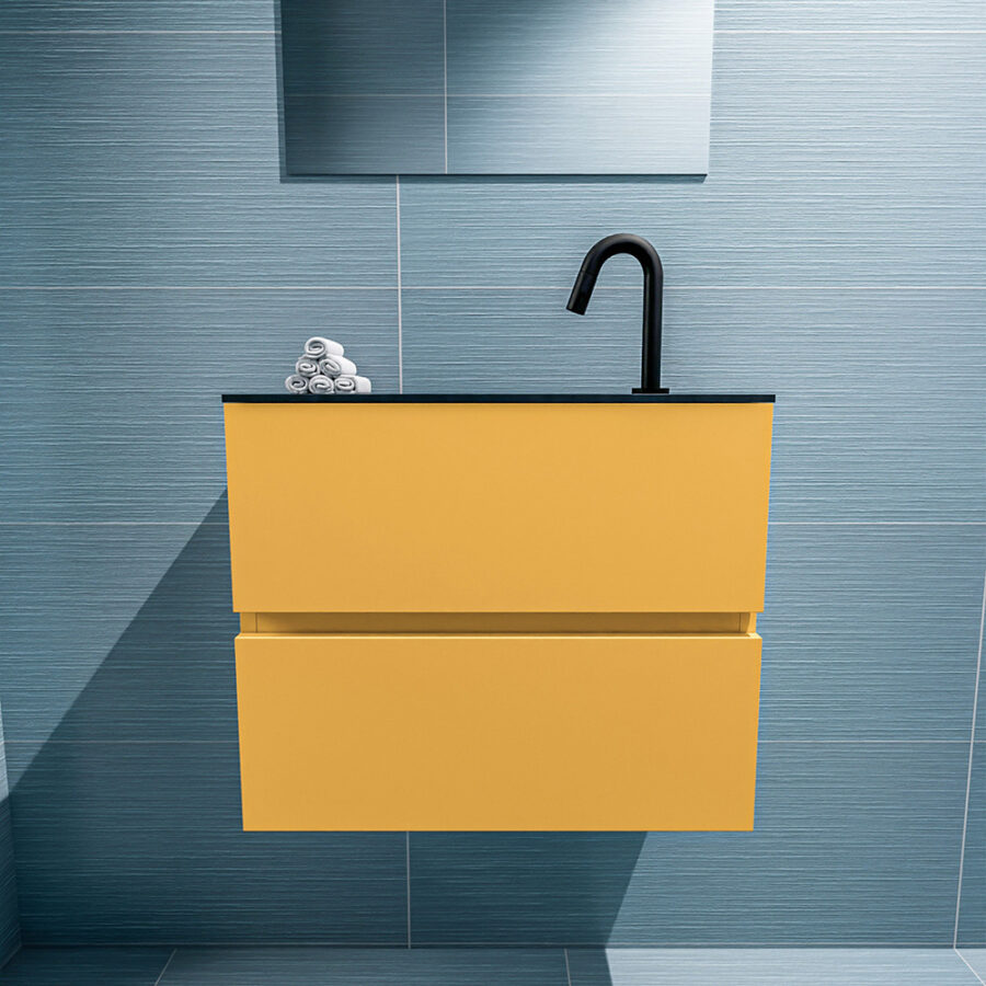MONDIAZ ADA 60cm toiletmeubel ocher. LEX wastafel urban positie midden. Met 1 kraangat - Afbeelding 3