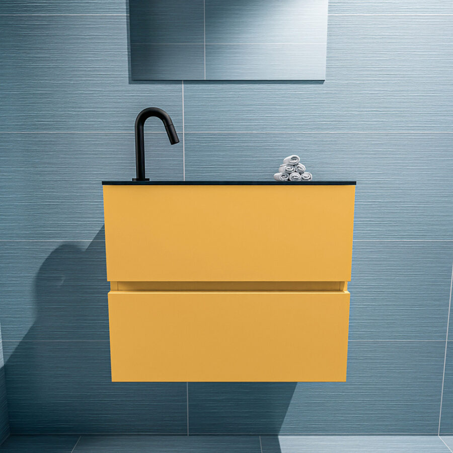 MONDIAZ ADA 60cm toiletmeubel ocher. LEX wastafel urban positie links. Met 1 kraangat - Afbeelding 3