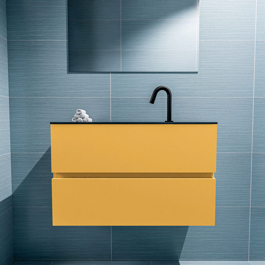 MONDIAZ ADA 80cm toiletmeubel ocher. LEX wastafel urban positie midden. Met 1 kraangat - Afbeelding 3