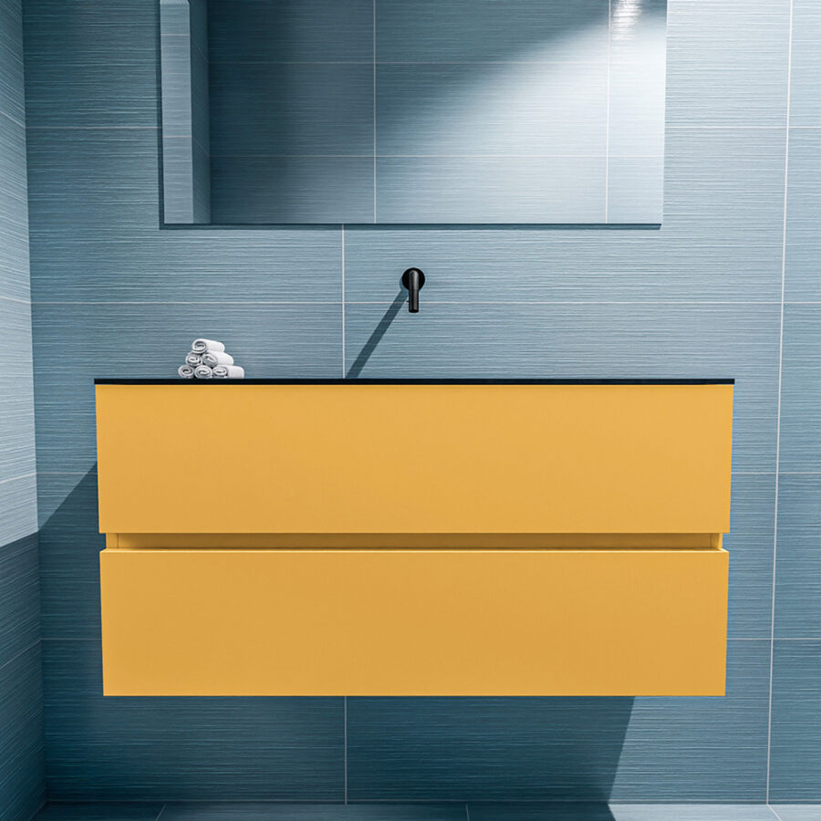 MONDIAZ ADA 100cm toiletmeubel ocher. LEX wastafel urban positie midden. Zonder kraangat - Afbeelding 3