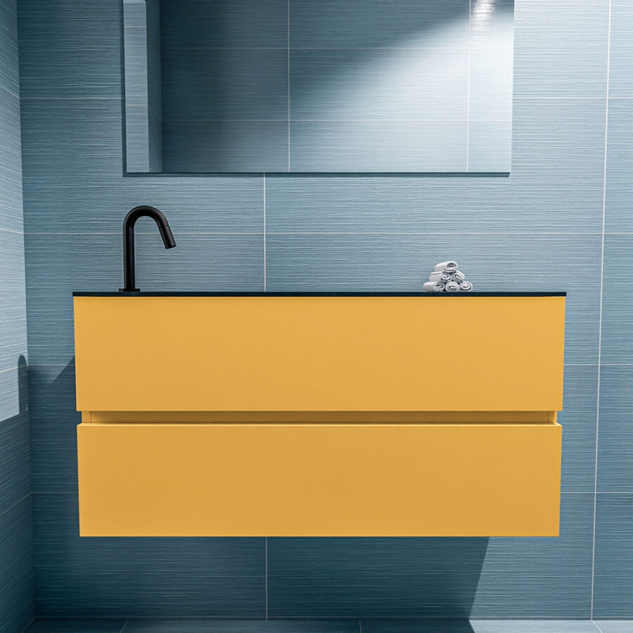 MONDIAZ ADA 100cm toiletmeubel ocher. LEX wastafel urban positie links. Met 1 kraangat - Afbeelding 3