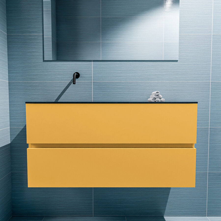 MONDIAZ ADA 100cm toiletmeubel ocher. LEX wastafel urban positie links. Zonder kraangat - Afbeelding 3