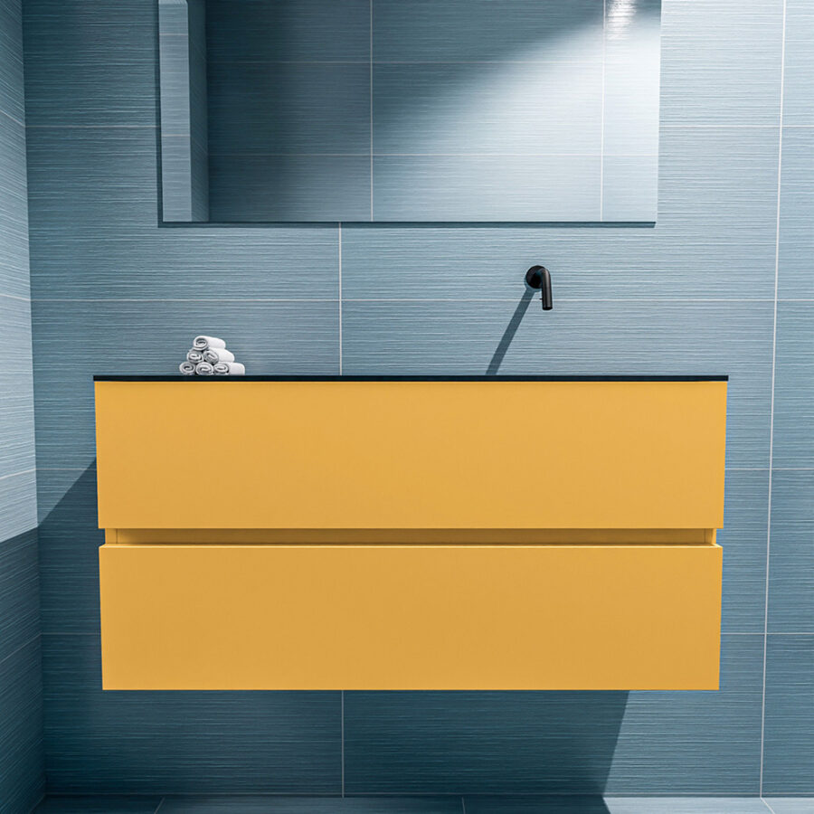 MONDIAZ ADA 100cm toiletmeubel ocher. LEX wastafel urban positie rechts. Zonder kraangat - Afbeelding 3