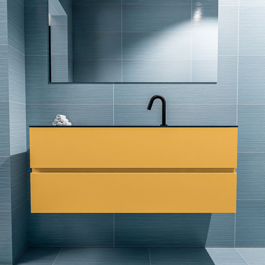 MONDIAZ ADA 120cm toiletmeubel ocher. LEX wastafel urban positie midden. Met 1 kraangat - Afbeelding 3