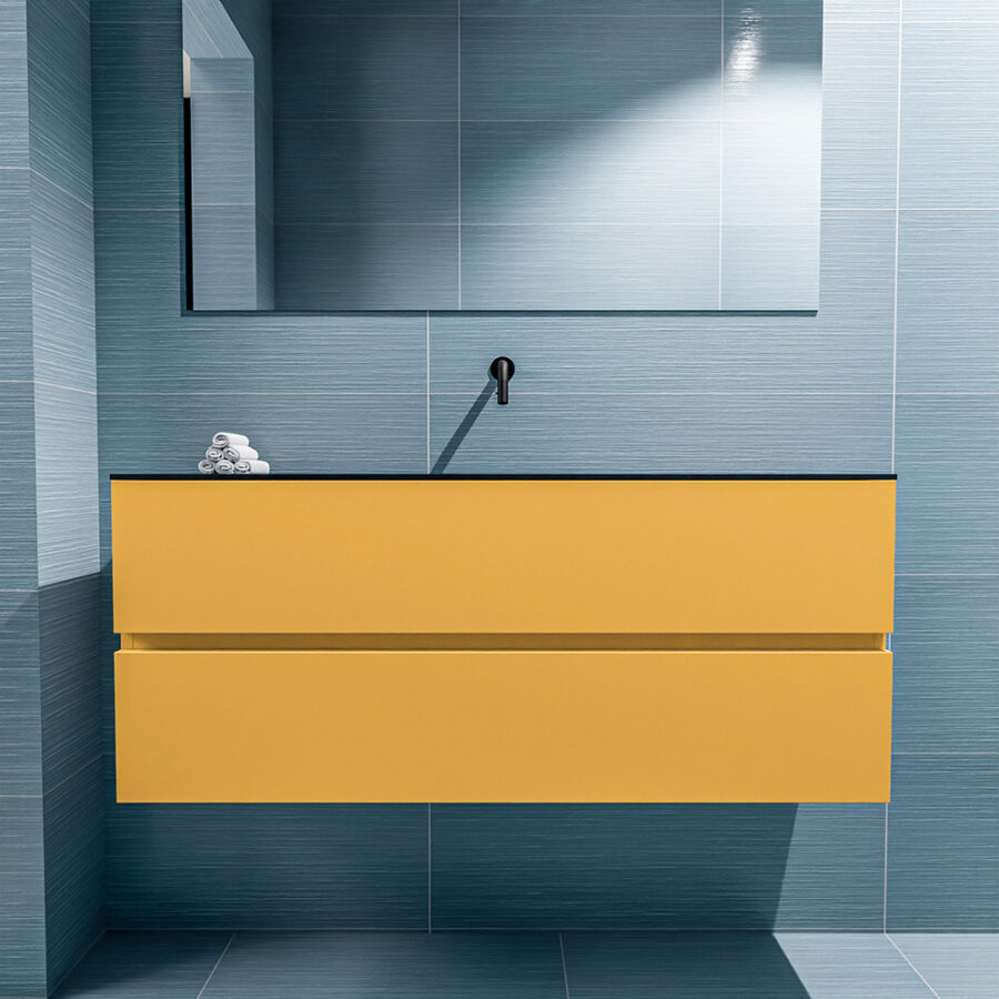 MONDIAZ ADA 120cm toiletmeubel ocher. LEX wastafel urban positie midden. Zonder kraangat - Afbeelding 3