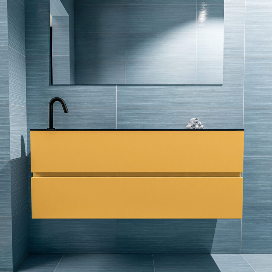 MONDIAZ ADA 120cm toiletmeubel ocher. LEX wastafel urban positie links. Met 1 kraangat - Afbeelding 3