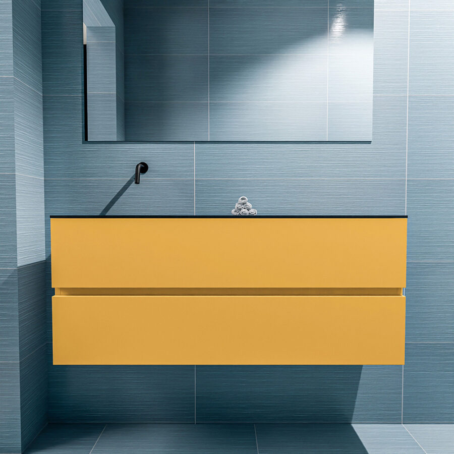 MONDIAZ ADA 120cm toiletmeubel ocher. LEX wastafel urban positie links. Zonder kraangat - Afbeelding 3