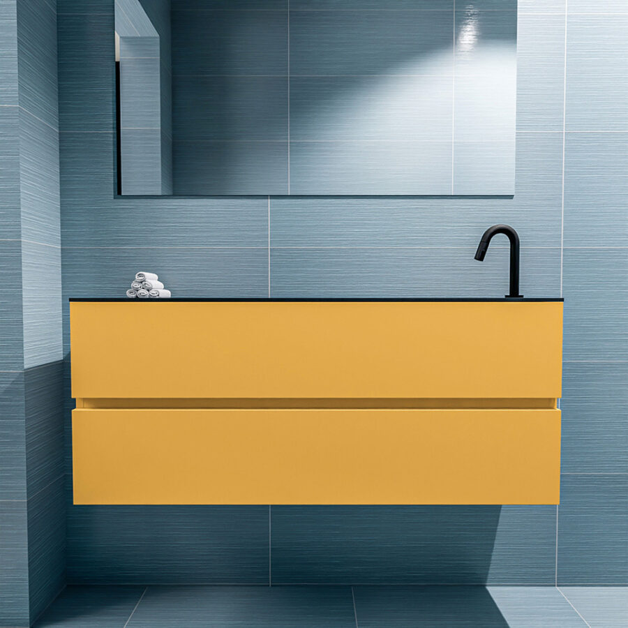 MONDIAZ ADA 120cm toiletmeubel ocher. LEX wastafel urban positie rechts. Met 1 kraangat - Afbeelding 3
