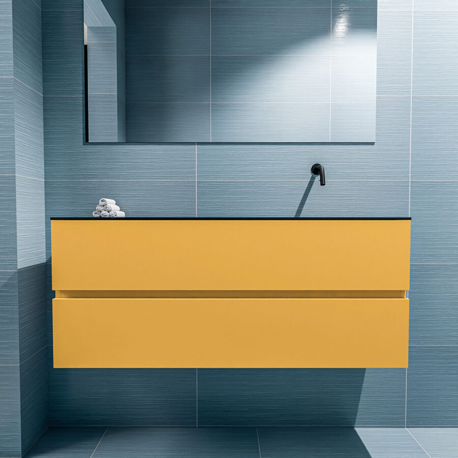 MONDIAZ ADA 120cm toiletmeubel ocher. LEX wastafel urban positie rechts. Zonder kraangat - Afbeelding 3