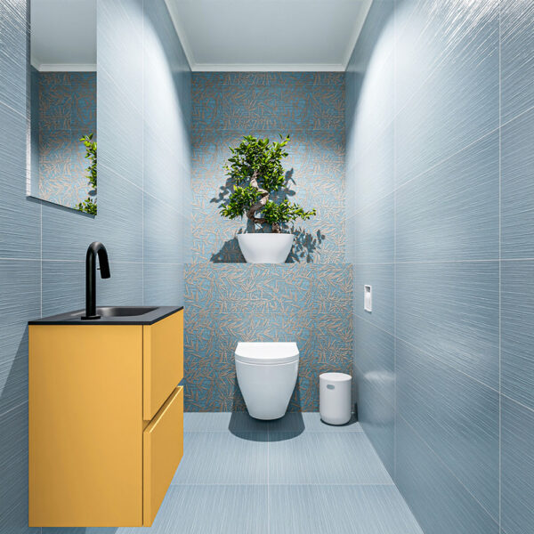 MONDIAZ ADA 40cm toiletmeubel ocher. LEX wastafel urban positie rechts. Met 1 kraangat