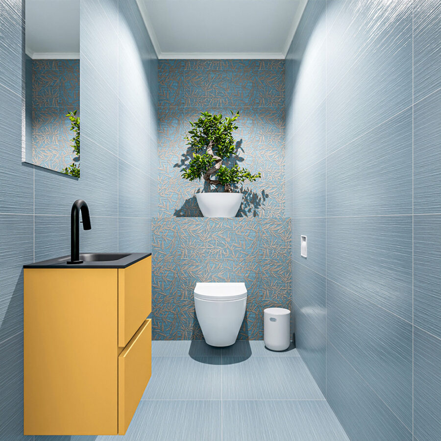 MONDIAZ ADA 40cm toiletmeubel ocher. LEX wastafel urban positie rechts. Met 1 kraangat