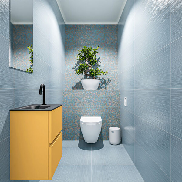 MONDIAZ ADA 40cm toiletmeubel ocher. LEX wastafel urban positie links. Met 1 kraangat