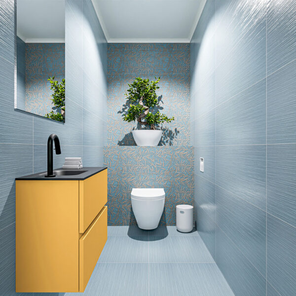 MONDIAZ ADA 60cm toiletmeubel ocher. LEX wastafel urban positie links. Met 1 kraangat