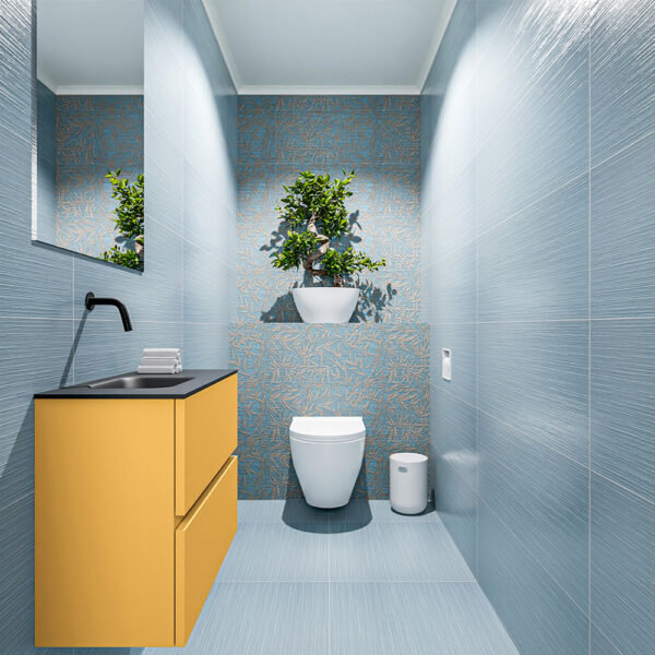 MONDIAZ ADA 60cm toiletmeubel ocher. LEX wastafel urban positie links. Zonder kraangat