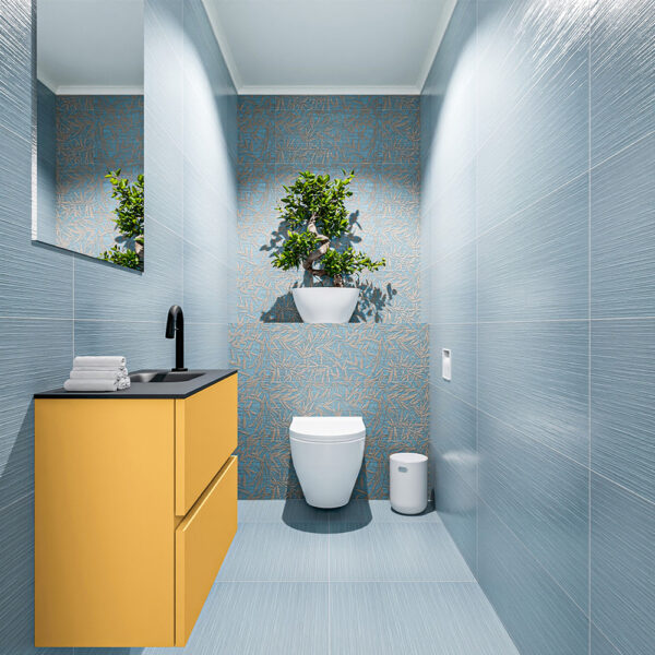 MONDIAZ ADA 60cm toiletmeubel ocher. LEX wastafel urban positie rechts. Met 1 kraangat
