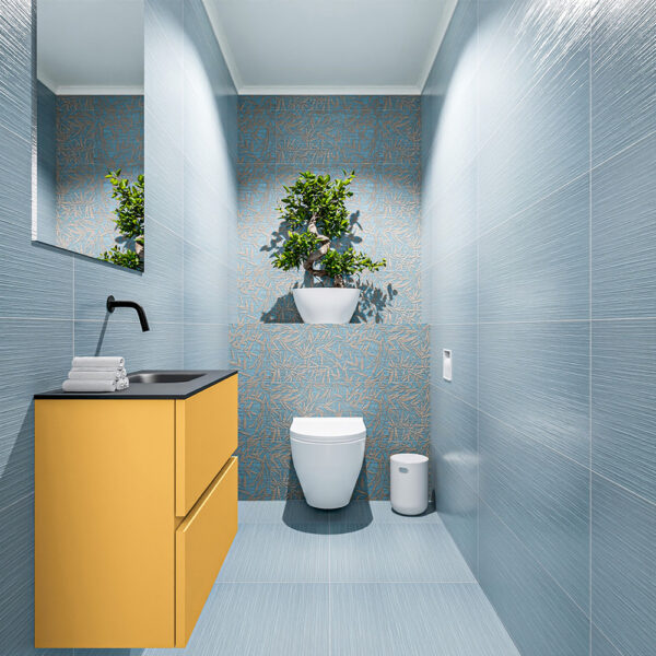 MONDIAZ ADA 60cm toiletmeubel ocher. LEX wastafel urban positie rechts. Zonder kraangat