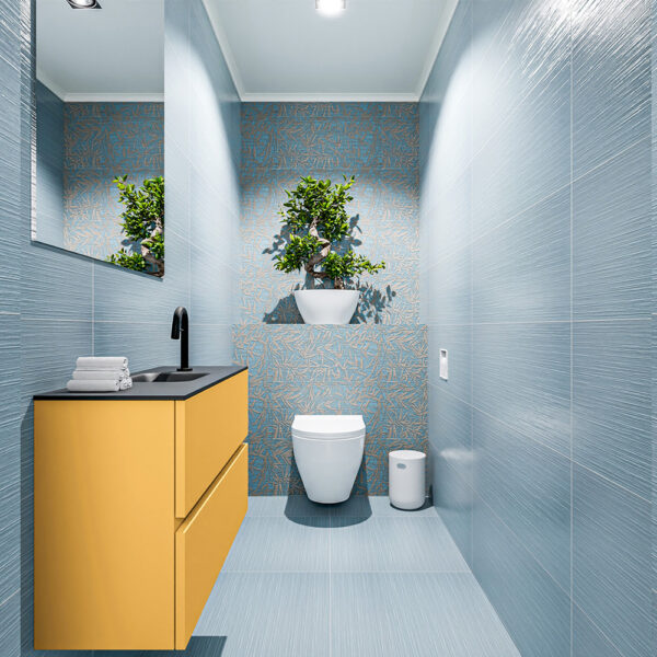 MONDIAZ ADA 80cm toiletmeubel ocher. LEX wastafel urban positie midden. Met 1 kraangat