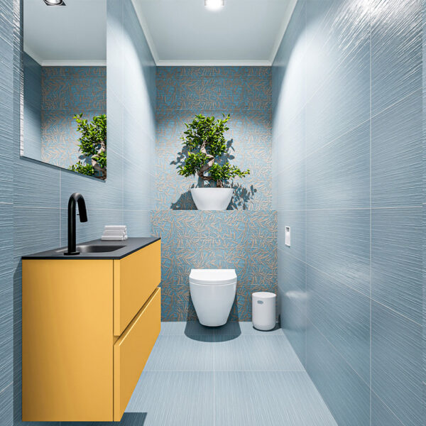 MONDIAZ ADA 80cm toiletmeubel ocher. LEX wastafel urban positie links. Met 1 kraangat