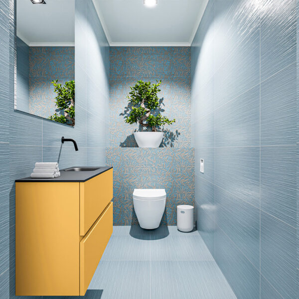 MONDIAZ ADA 80cm toiletmeubel ocher. LEX wastafel urban positie rechts. Zonder kraangat