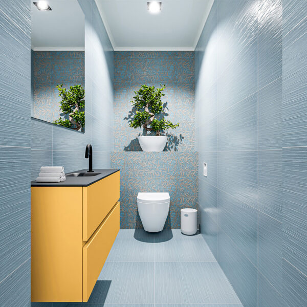 MONDIAZ ADA 100cm toiletmeubel ocher. LEX wastafel urban positie midden. Met 1 kraangat