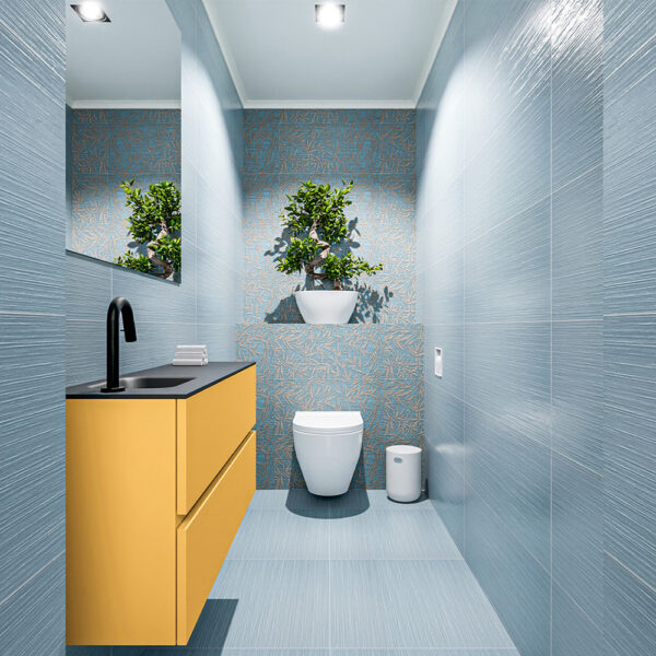MONDIAZ ADA 100cm toiletmeubel ocher. LEX wastafel urban positie links. Met 1 kraangat